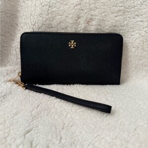 Tory Burch Navy Continental Wallet with Wrist Strap